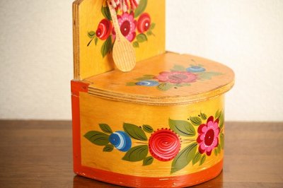 画像1: 北欧木箱　伝統花柄ボックス（半円）