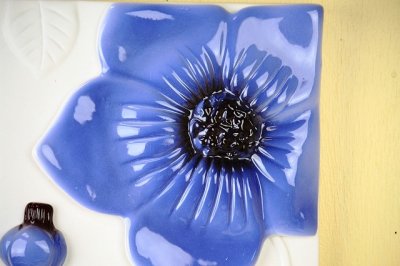 画像1: Ｊie Gantofta Modeleine Hilkgrund/青い花 陶板
