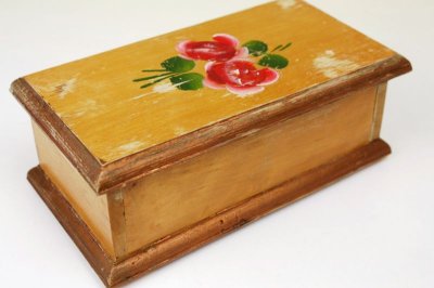 画像1: ハンドクラフト　アンティーク木箱/バラの花　
