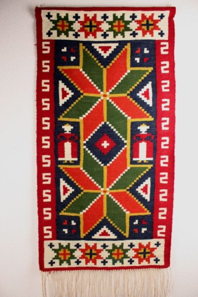 画像1: 北欧織物　フレミッシュ織り/タペストリー