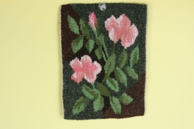 画像1: 北欧　フレミッシュ織/タペストリー　ピンクの花　