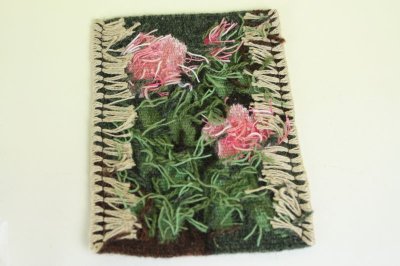 画像3: 北欧　フレミッシュ織/タペストリー　ピンクの花　