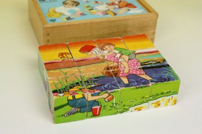 画像3: 木のおもちゃ　パズルの木箱/積み木