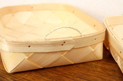 画像2: パインバスケット/モミの木のパンかご 2個セット　