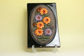 ジィー　アイモ・ニェットボリ ピンクの花の陶板 22cm 1970年代 ジィー アイモ・ニェットボリ ピンクの花の陶板 22cm 1970年代