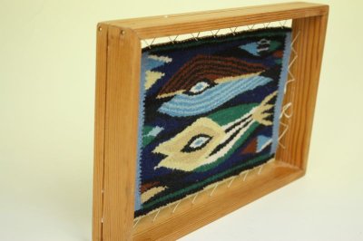 画像1: 北欧織物　フレミッシュ織/フィッシュ（フレーム付き）