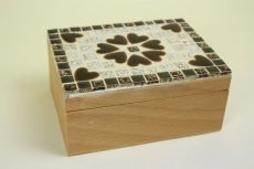 画像1: ヴィンテージ ウッドボックス/モザイクタイルの木箱 (1)