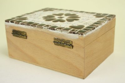 画像2: ヴィンテージ ウッドボックス/モザイクタイルの木箱