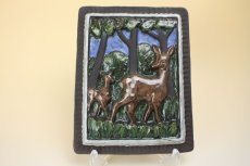 画像1: Keiwar Keramik Karl Erik Iwar/バンビの親子 陶板 (1)