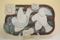 画像6: Upsala Ekeby Irma Yourstone/ウプサラエクビイ 花と鳥の陶板　 (6)