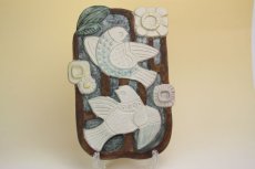 画像1: Upsala Ekeby Irma Yourstone/ウプサラエクビイ 花と鳥の陶板　 (1)