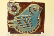 画像2: EGO Stengods Willy Fischer/花と鳥　陶板 (2)