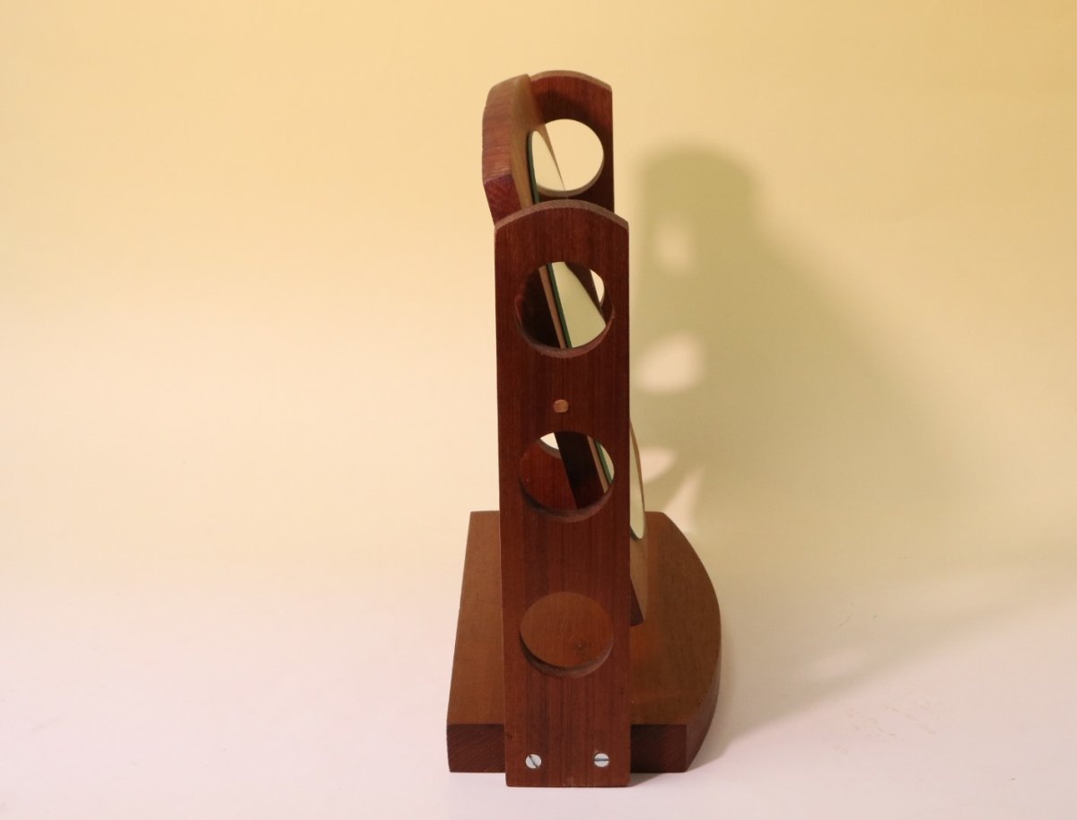 画像4: 北欧ヴィンテージ/卓上チークミラー (4)