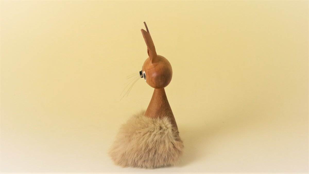 画像6: 北欧チークオブジェ/ファーうさぎ ファーラビット (6)