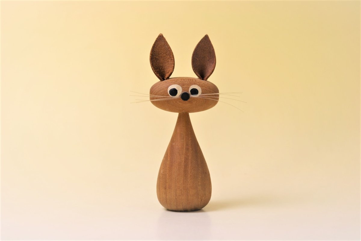 画像3: 北欧チークオブジェ/チークのウサギ (3)