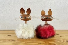 画像7: 北欧チークオブジェ/ファーうさぎ ファーラビット (7)