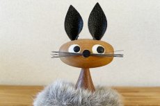 画像2: 北欧チークオブジェ/ファーうさぎ ファーラビット (2)