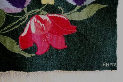画像2: 北欧織物　フレミッシュ織　花（大）