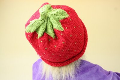 画像2: スウェーデン/ベビー イチゴのニット帽 ピンク