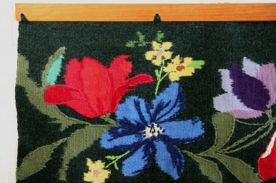 画像1: 北欧織物　フレミッシュ織　花（大）