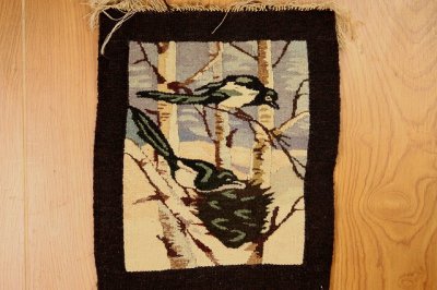 画像3: 北欧織物　フレミッシュ織/二羽の黒い鳥　
