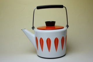 キャサリンホルム】ホーローケトル（ホワイト×オレンジ）