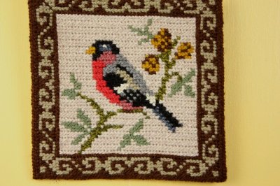 画像1: 北欧　ツヴィスト刺繍タペストリー/小鳥