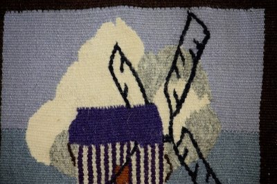 画像3: 北欧織物　フレミッシュ織　紫の風車