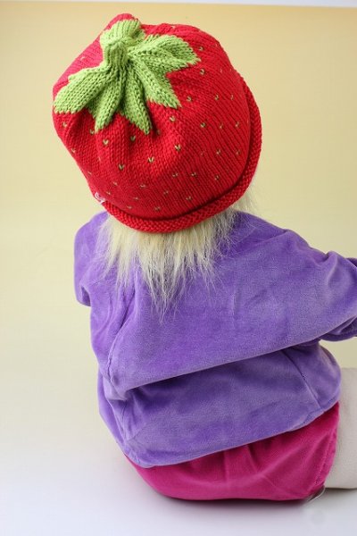 画像3: スウェーデン/ベビー イチゴのニット帽 ピンク