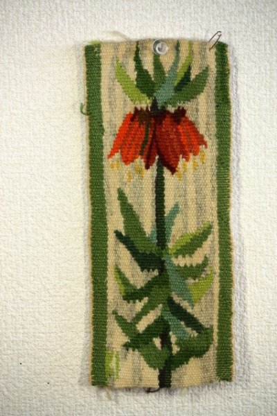 画像1: 北欧織物　フレミッシュ織　オレンジの花